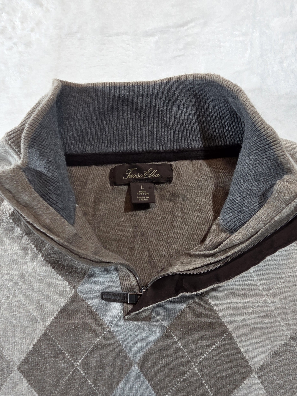 Tasso Elba Men's Grey Argyle Half-Zip Sweater